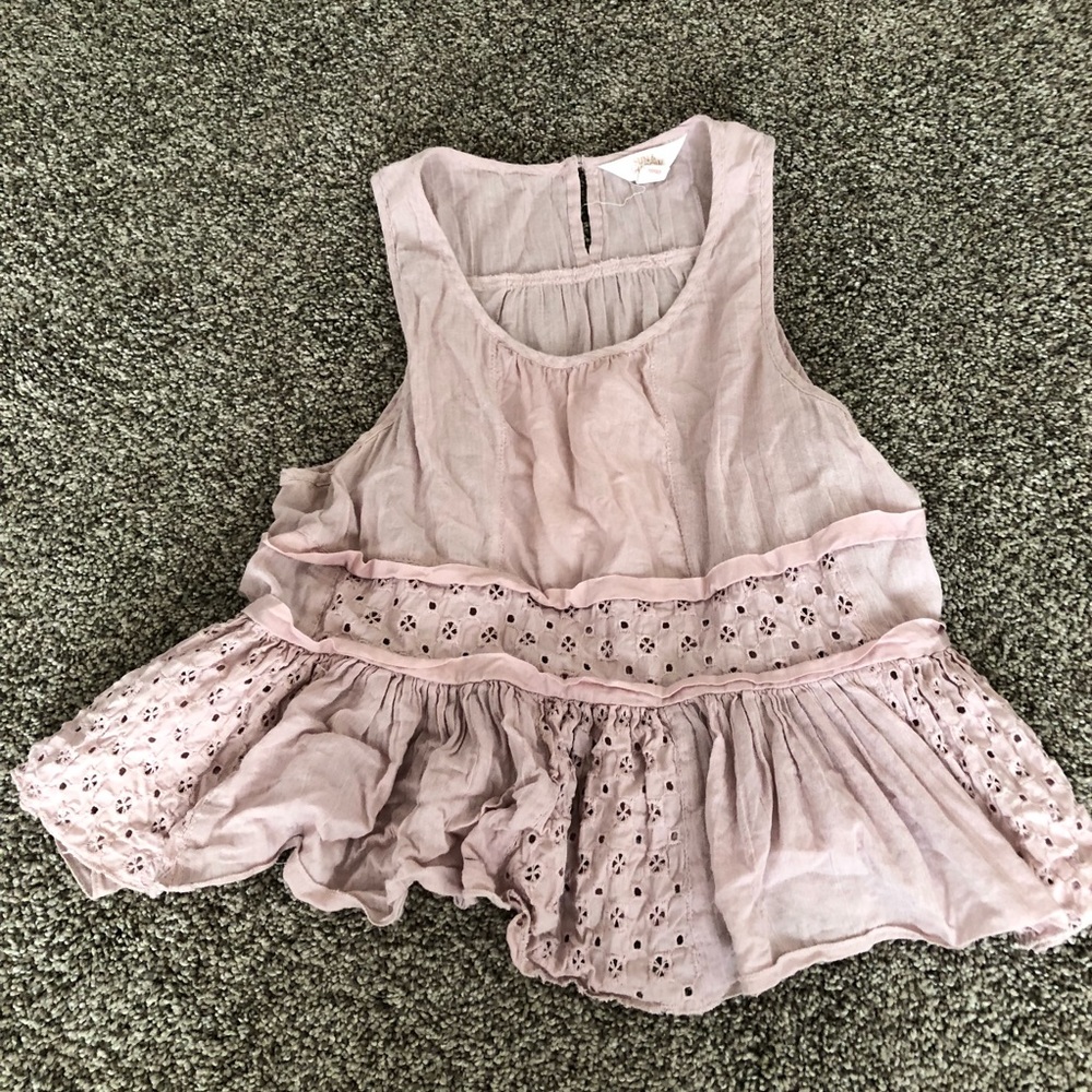 SUN & SHADOW Ruffled Crop Tank Size S Like New!!